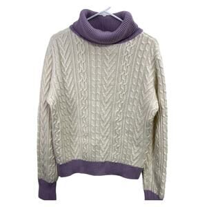Tularosa Revolve Chunky Cableknit Fisherman Turtleneck Sweater Wool Blend Size M